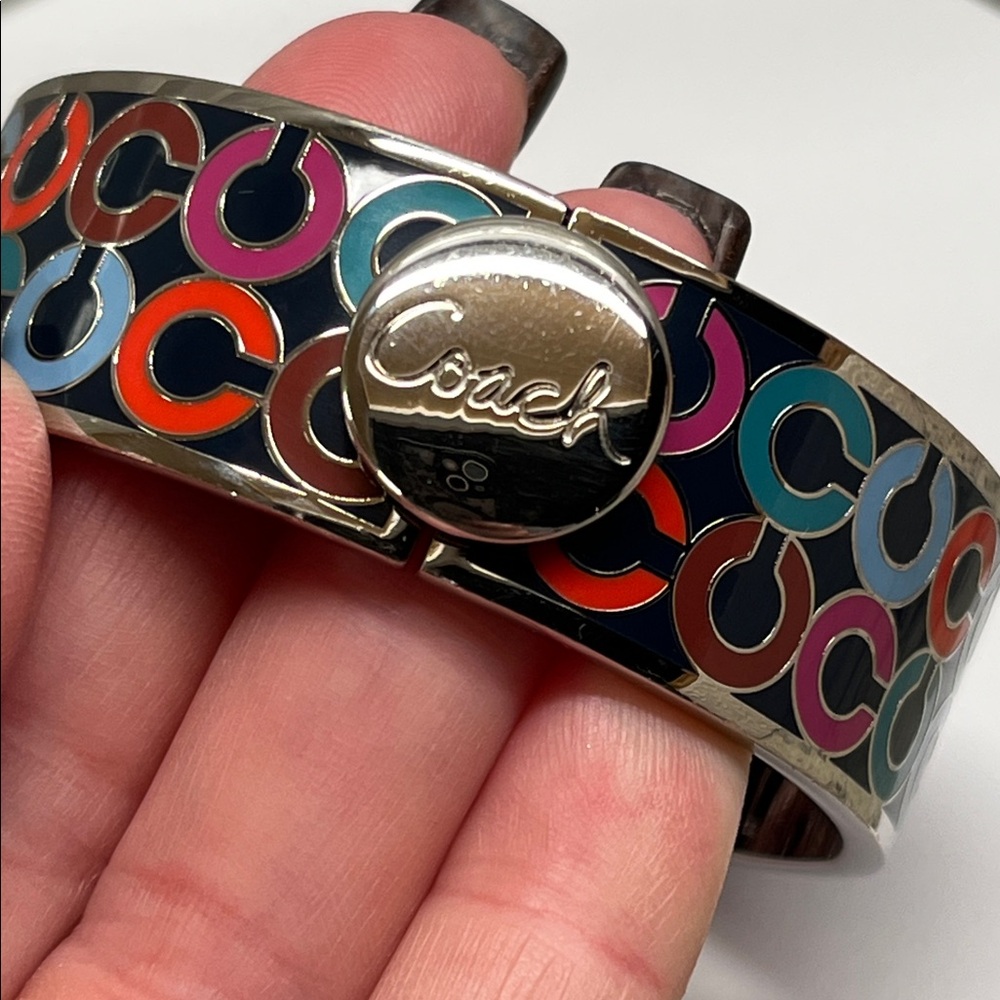 Coach Enamel Hinged Bangle Euc - image 3